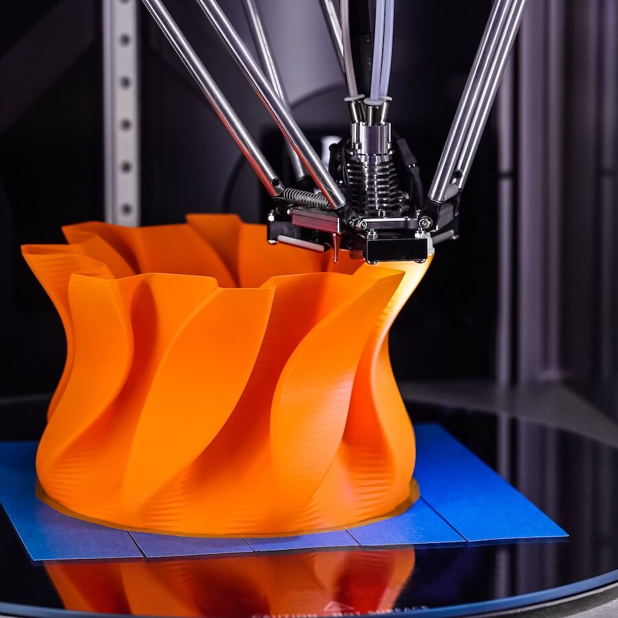 3d printer printing. Close up process of new printing technology